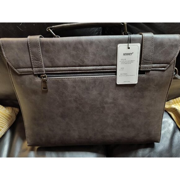 🆕 Men Grey Vintage Leather Laptop Computer Retro Work Business Shoulder Bag - Picture 10 of 10